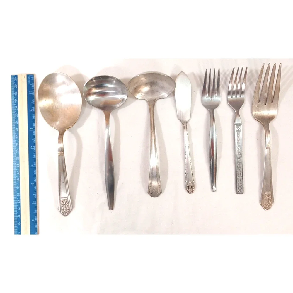 7 VTG Assorted Flatware MCM Pre 2000 Spoons Forks Butter Knife Lot